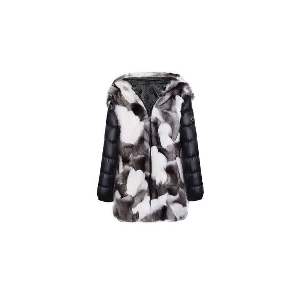 NWOT Ozlana Black+Classic Silver Fox Fur Parka - Picture 5 of 16